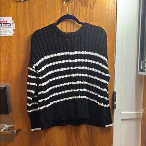 Philosophy Black and White Crew Neck Sweater with Stripes